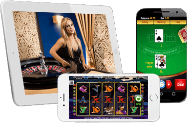 Verschillende mobiele telefoons met Peruaanse online casino spellen op de schermen.