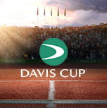 Davis Cup logo op een stadion