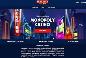 De hoofdpagina van MONOPOLY Casino